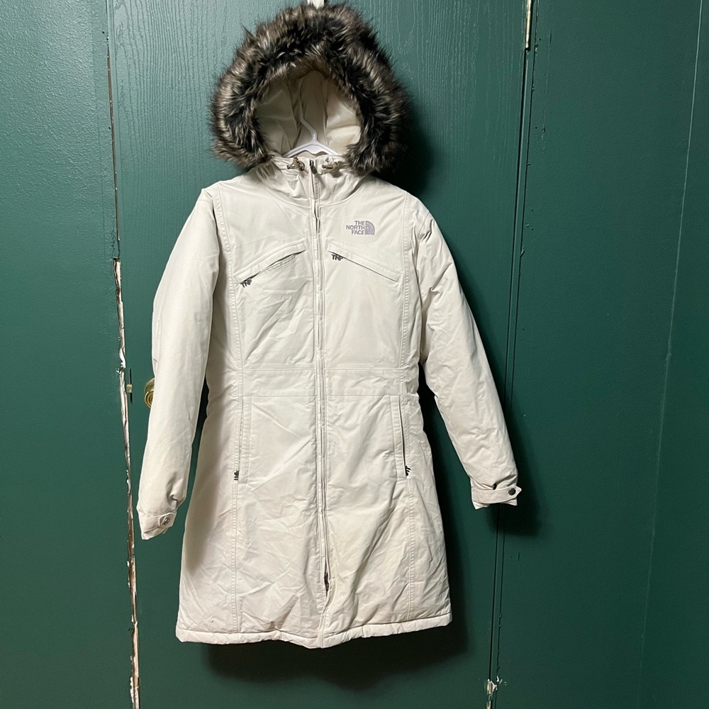 The North Face Cream Ski Jacket with Fur Hood